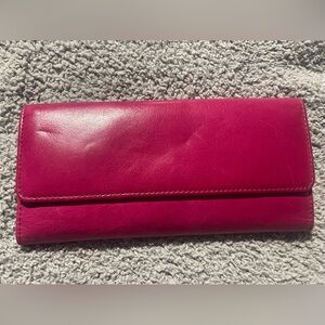 Hobo Sadie Trifold Wallet in Bright Pink